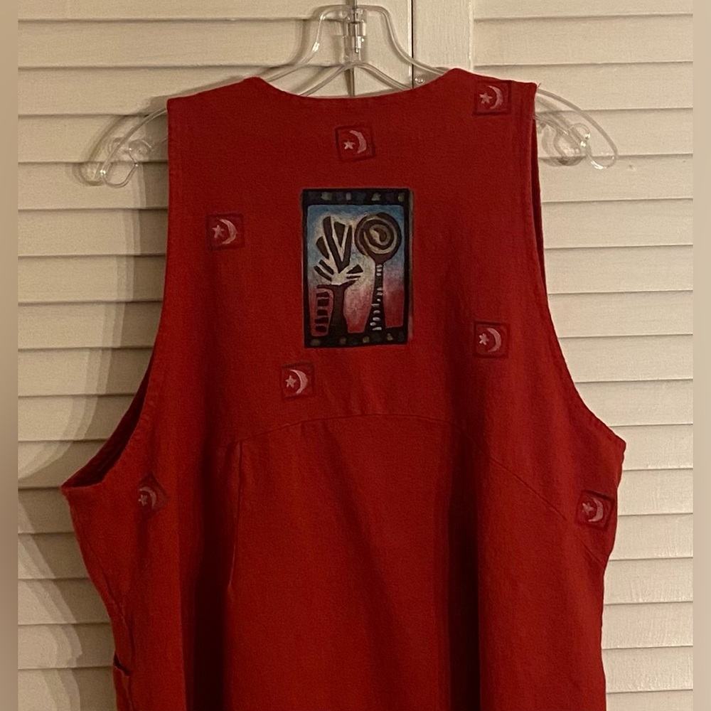 Blue Fish Red Handkerchief Dress / Tunic w Opposing Diagonal Hems - Picture 6 of 9
